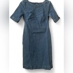 Classic Boden Blue Denim Rhea Sheath Dress Short Sleeves